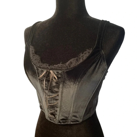 Victoria’s Secret Dream Angels Black Velvet Corset Top size Large - Picture 1 of 8